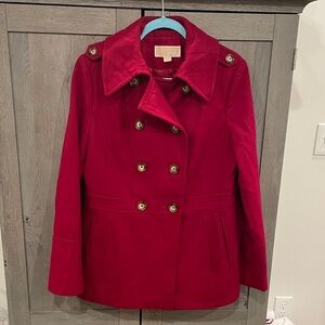 MICHAEL Michael Kors Vibrant Red Pea Coat